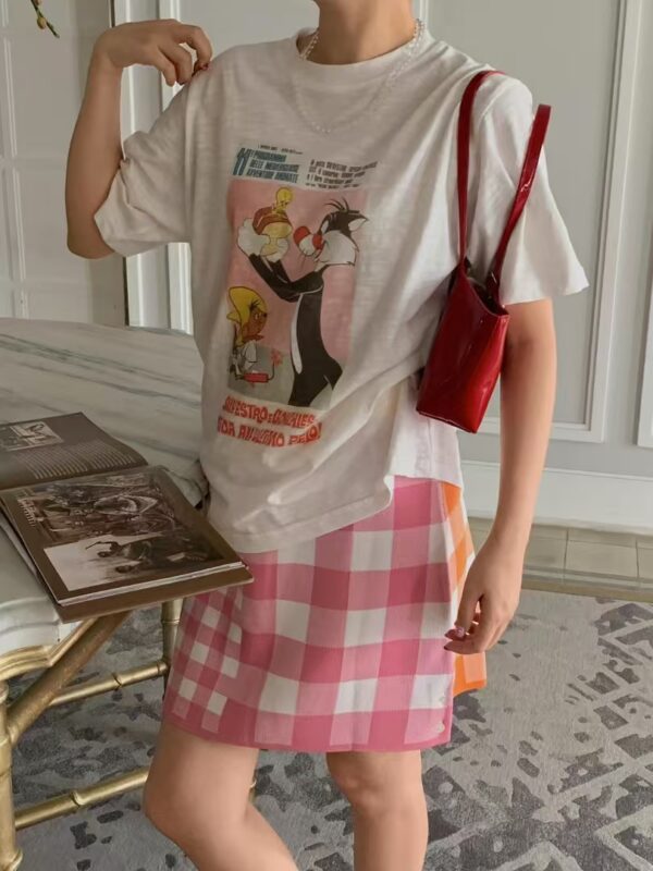 MAY25 韓國連線 The Sylvester & Tweety復古畫報做舊感短袖T恤上衣