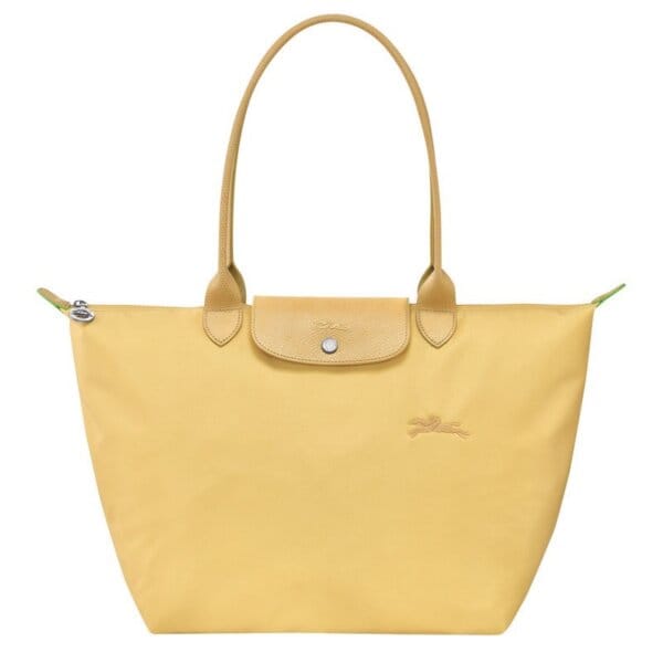 LONGCHAMP LE PLIAGE GREEN系列刺繡長把再生尼龍摺疊水餃包