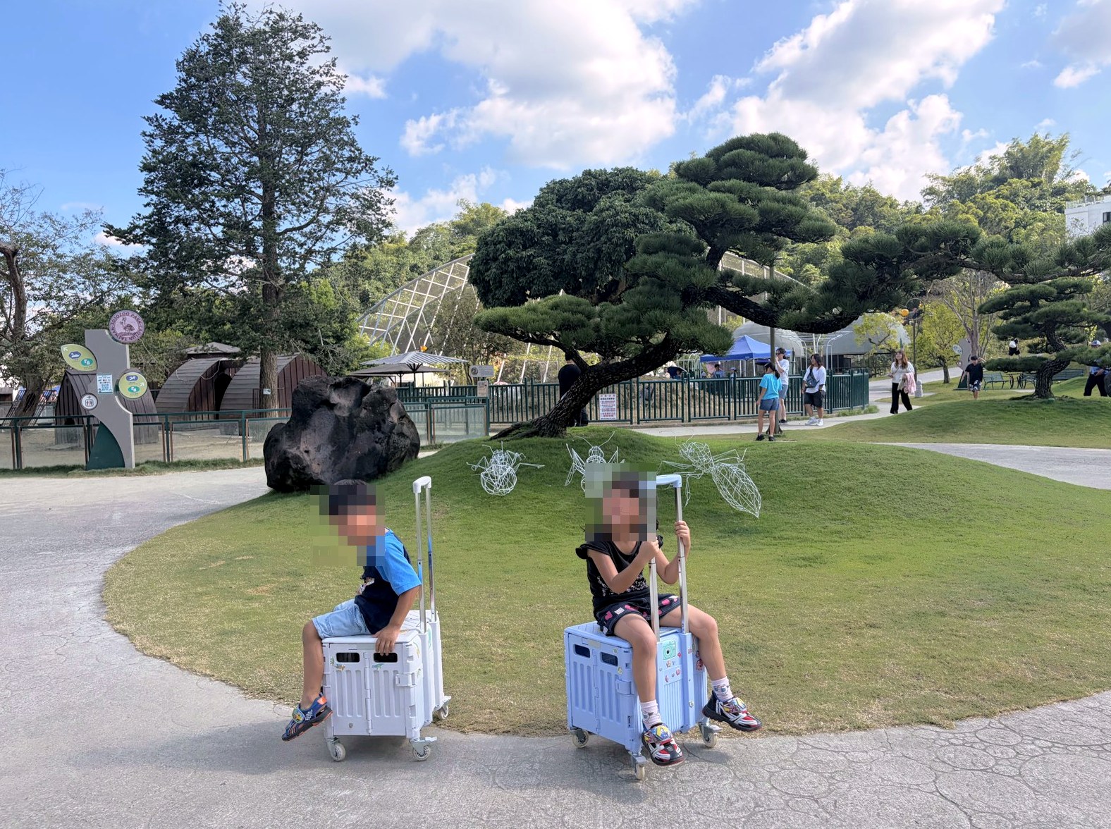 芮和樂在九九峰動物樂園草地上看泡泡